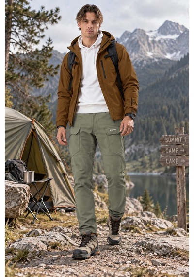 Dechers Erkek Kışlık Softshell İçi Polarlı Rüzgar, Soğuk & Su Geçirmez Taktik Pantolon - E232 Bej
