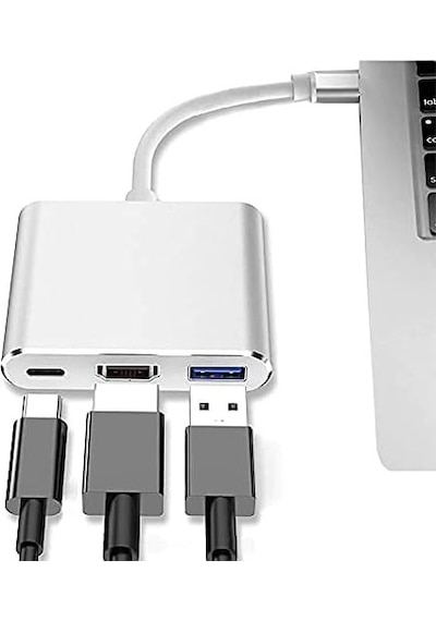 Uyumlu 4k Full Hd 1080p Type C To 3 Portlu Hdmı - Usb 3.0 - Pd Çevirici Hub