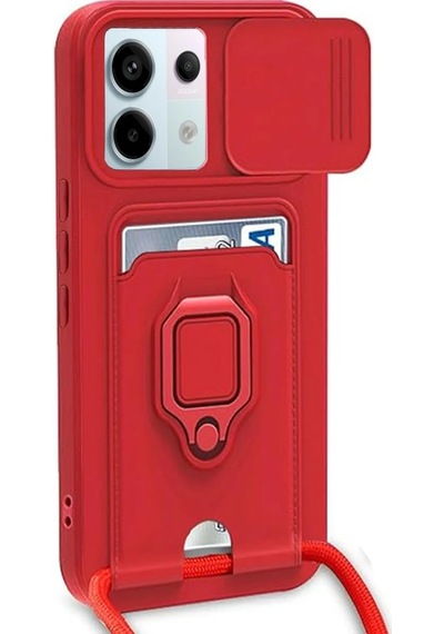 Ilkeshop Newface Xiaomi Redmi Note 13 Pro 5g Kılıf Zuma Kartvizitli Yüzüklü Silikon - Kırmızı