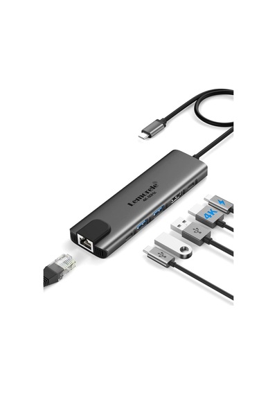 Lemorele Tc44 6 İn 1 Usb Type-c Hub Çoklayıcı, 4k 60hz Hdmı, Gigabit Ethernet, 100w Pd Şarj 2x Usb Çoğaltıcı