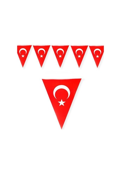 Türk Bayrağı Ay Yıldız Üçgen İpli Flama Bayrak-1 Adet 100 X 10 Cm