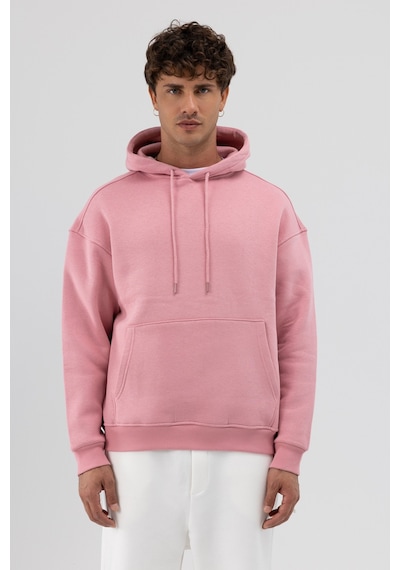 Vamos Basic Oversize Kapüşonlu Sweatshirt Somon