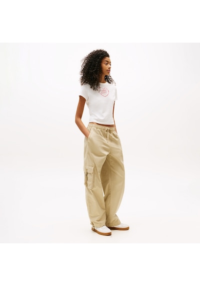 Tommy Hilfiger Loose Cargo Kadın Krem Pantolon Dw0dw20995 Krem