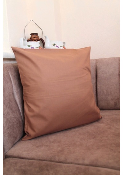 Kahverengi Premium %100 Pamuklu Fermuarsız Kırlent Kılıfı 43x43cm