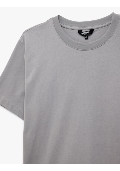 Koton Regular Fit Kısa Kollu Bisiklet Yaka Basic Pamuklu Tişört Gri 6sam10005mk