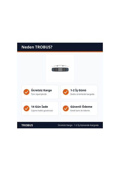 Trobus Oto İç Dikiz Aynası Ek Ayna Bombeli Lastikli Geçme Model 35x8 Cm