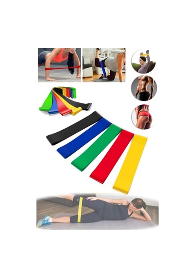 Eğzersiz Direnç Bandı 5 Adet Farklı Dirençte Pilates Squat Aerobik Bandı - Hafif,orta,sert Çalışma Lastiği-evde Ofiste Spor Karın Kası Sıkılaşma Seti Pilates Lastiği Çok Renkli