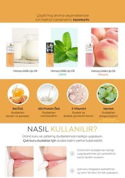 Bal Ve Süt Özlü Besleyici Nane Aromalı Dudak Bakım Yağı A&apos Pıeu
