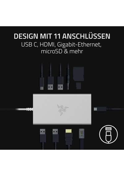 Razer Usb-c Bağlantı İstasyonu - Hdmı, Gigabit Ethernet, 3,5 Mm Ses Bağlantı Noktası, Usb-a Ve -c İle 11 Bağlantı Noktası, Windows Ve Mac İle Uyumlu 4k Ekran Çıkışı, 7.1 Surround Ses Mercury Razer Usb-c Bağlantı İstasyonu - Hdmı, Gigabit Ethernet, 3,5 Mm Ses Bağlantı Noktası, Usb-a Ve -c İle 11 Bağlantı Noktası, Windows Ve Mac İle Uyumlu 4k Ekran Çıkışı, 7.1 Surround Ses Mercury