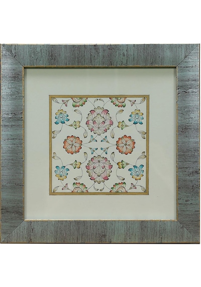 E38 El İşçiliği Şikaf Renkli Halkar Tezhip Tablo 25 X 25 Cm - 6038