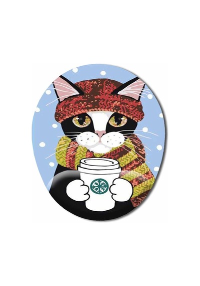 Kedi Kar Soğuk Çay Kahve Bilek Destekli Mouse Pad Mousepad