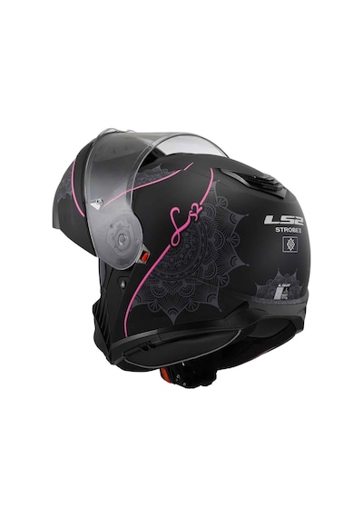Ls2 Strobe 2 Lux Çene Açılır Motosiklet Kaskı Siyah - Pembe