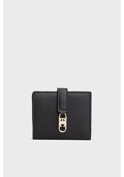 Tommy Hilfiger Logolu Çıtçıtlı Ve Fermuarlı Cüzdan Kadın Cüzdan Aw0aw18934 Bds Siyah SİYAH
