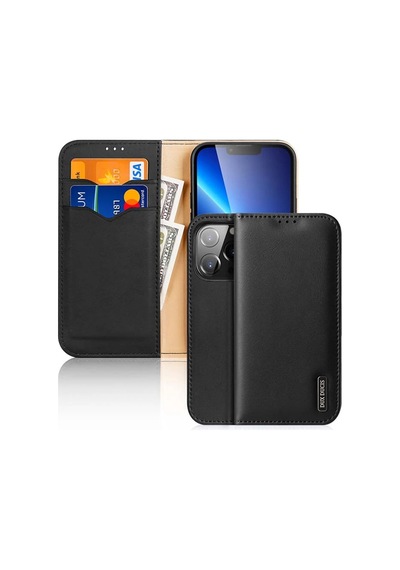 Dux Ducis Apple iPhone Uyumlu 13 Pro Max - Kılıf Mıknatıslı Cüzdanlı Deri - Kılıf Hivo Series- 5775 Siyah