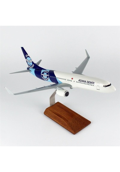 Thy011 1/100 Ölçek, Thy Adana Demir Spor Logolu B737-800 Yolcu Uçağı, Sergilemeye Hazır Ahşap Standlı Model-56265