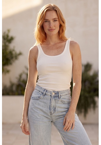 Soulshae Yüksek Bel Geniş Paça Denim Pantolon Mavi