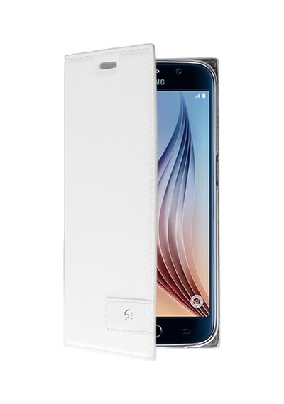 Galaxy S6 İle Uyumlu Kılıf Kapaklı Safir Serisi Beyaz