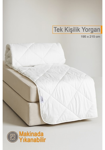 Ecotermo Tek Kişilik Microfiber Antialerjik Silikon Yorgan Çeyizlik Otel Yorganı 155x215 Cm Beyaz