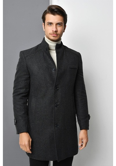 Plt8391 Dewberry Erkek Palto-desenli Antrasit