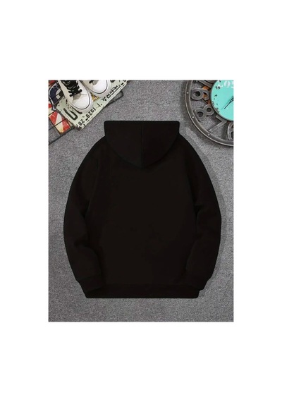 Medinenur One Yazı Baskılı Kapüşonlu Sweatshirt Siyah