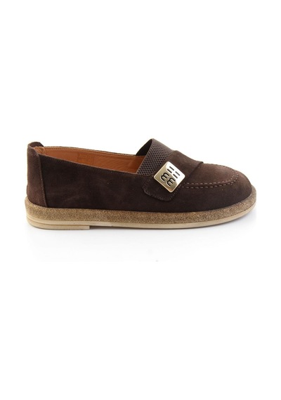 Kahve Süet Hakiki Deri Kadın Loafer Ayakkabı K01281035502