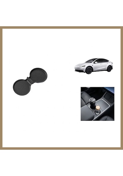 Kahveci.store Tesla Model 3 Model Y Standart Juniper 2025+ Uyumlu Orta Bardaklık Pedi Kaymaz Konsol Koruyucu Matı 1 Adet Siyah 22