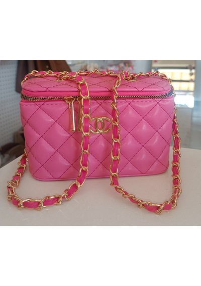 Asesstore Chanel Kutu Model Çapraz Çanta / Hediye Çanta Pembe