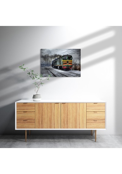 Cakasepetim Nostaljik Elektrikli Renkli Tren Ahşap Mdf Tablo