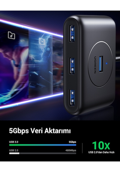 Ugreen Usb 3.0 4 Portlu Hub Çoklayıcı 1 Metre, 20291