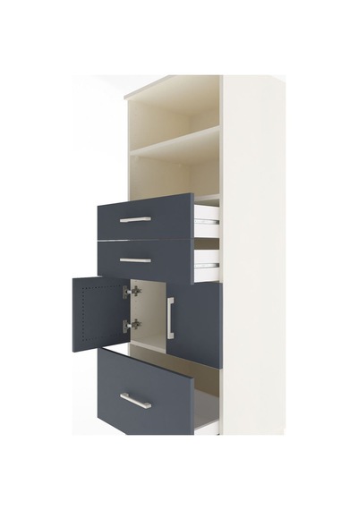 Hyperion Dolap 3 Raflı 3 Çekmeceli 2 Kapaklı 60x44x163 Aytaşı-antrasit Aytası
