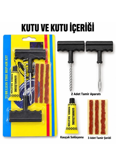 Tübelsiz Lastik Tamir Kiti Lastik Onarım Pratik Kolay Kullanım