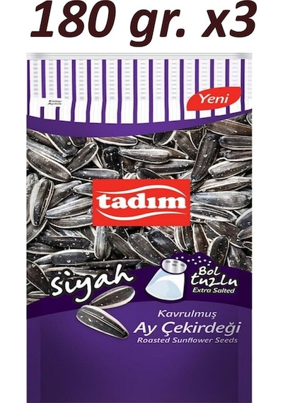 Tadım Kavrulmuş Taze Bol Tuzlu Tuzsuz Siyah Çekirdek 6 x 180 G