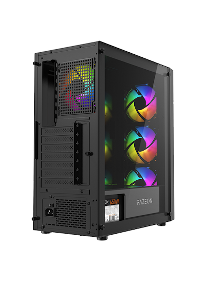 Fazeon F11 650w 80+ Bronze Tempered Glass Mesh 4x Rgb Fanlı Usb 3.0 Siyah Atx Bilgisayar Kasası