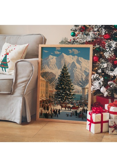 25'li Noel Duvar Sanatı Seti, Noel Poster Seti, Rustik Noel Baskıları