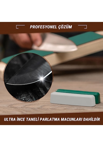 Beavercraft Ls2p11 Deri Bileme Kayışı + 2 Parlatma Macunu Bıçak Bileme Ve Polisaj Seti