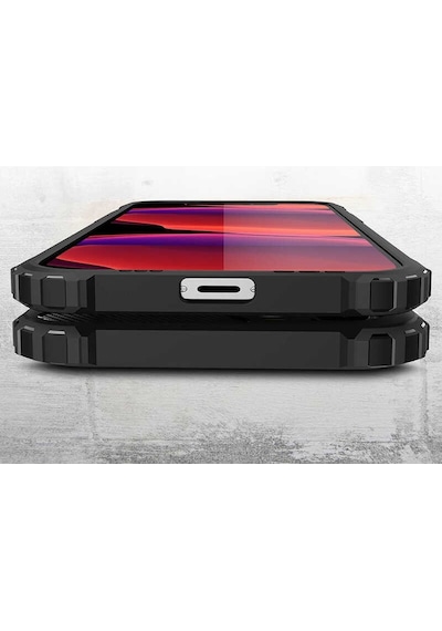 Noktaks - Apple Uyumlu iPhone 12 Pro Max - Kılıf Çift Katman Zırh Tank Crash Military Kapak - Kırmızı