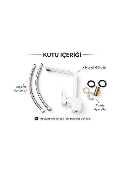Lüx Premium Beyaz Kare Mutfak Bataryası