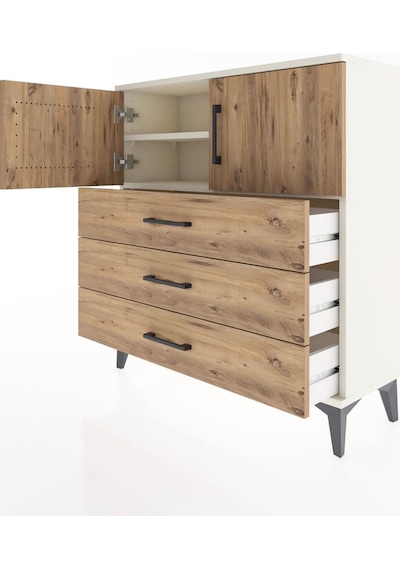 Arges Şifonyer 2 Raflı 3 Çekmeceli 2 Kapaklı 88x30x96 Aytaşı-çam Aytaşı