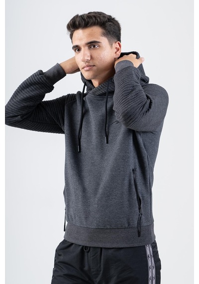 Maraton Sportswear Regular Erkek Kapşonlu Uzun Kol Basic Siyah Sweatshirt 21392-siyah Siyah