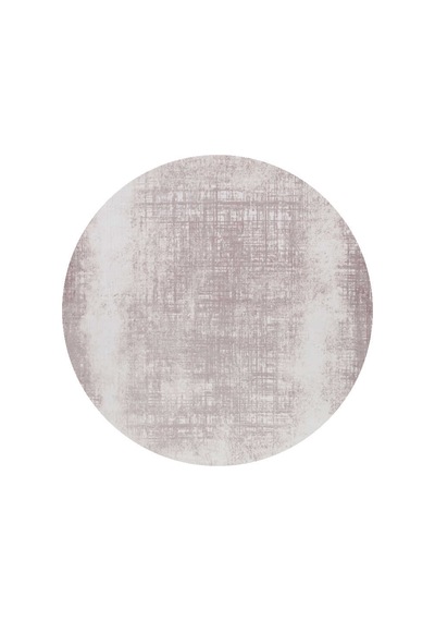 Geometrik Abstract Desenli Prato İpeksi Lüks Viskon Yuvarlak Halı Pr05 Krem