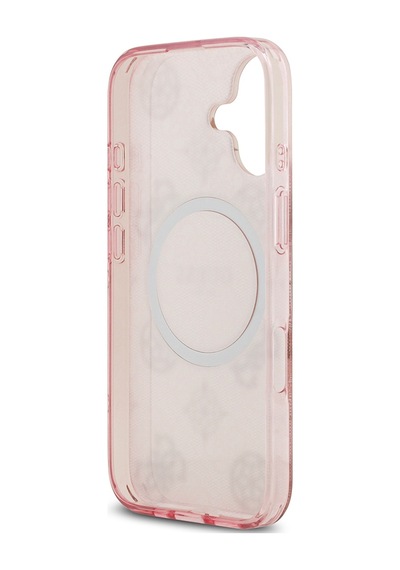 Apple Uyumlu iPhone 17 Kılıf Guess Lisanslı M-safeli Iml Peony Ve 4g Desenli Klasik Logolu Kapak Pembe Pembe