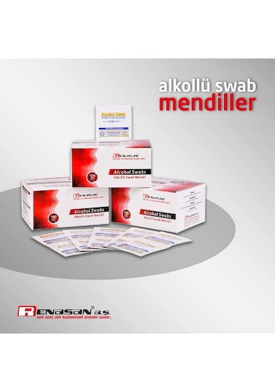 Alkollü Swab Mendil 100Lü 200 Kutu 5x5 cm