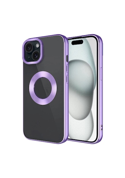 Apple iPhone Uyumlu 15 Kılıf Tek Kamera Çerçeveli Logo Gösteren Zore Omega Kapak Lila