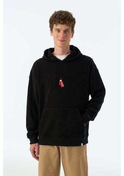 Socrates Dergi Boxing Gloves Supersoft Cepli Hoodie - Siyah SIYAH
