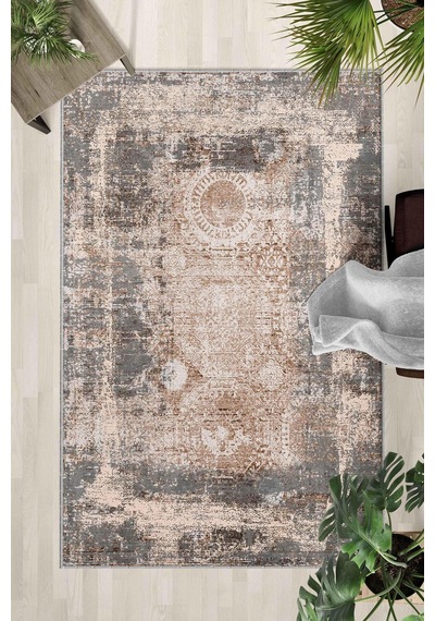 Kaymaz Taban Yıkanabilir Halı Mutfak, Salon, Yatak Odası İçin Modern Dijital Baskı Halı Sln Halı - 0030 Çok Renkli