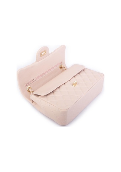 Nas Bag Kadın Çapraz Çanta Büyük Boy Zincirli Kapitone Pudra Nova En:26 Boy:16 Cm Pudra
