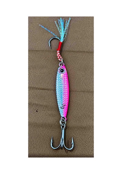 7 Gr Pembe Gümüş Hologramlı Metal Jig Olta Kaşığı 3d Gözlü Çift Iğneli Parlak Püsküllü Balık
