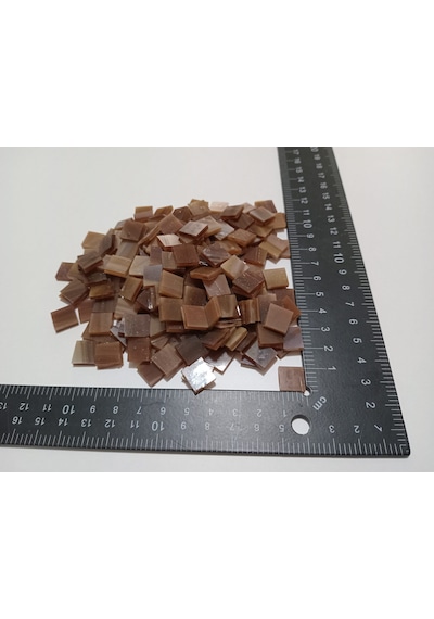 Kahve Kare Vitray Cam Mozaik Taşı - Sanatsal Mozaik Çalışmalarınız İçin Yaklaşık 10 X 10 Mm