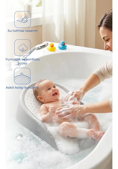 Babyjem Soft Banyo Desteği Bebek Yıkama Yardmcısı Soft Gri