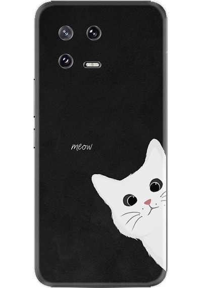 Xiaomi 13 Kılıf Resimli Desenli Silikon Platinium Series Çılgın Kedi 1895
